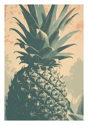 Pineapple Risograph with Woodblock Patterns
