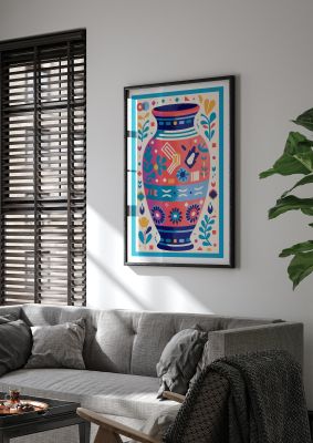 Vibrant Vase with Bold Flowers