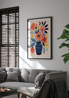Vivid Vase with 8 Lively Blossoms