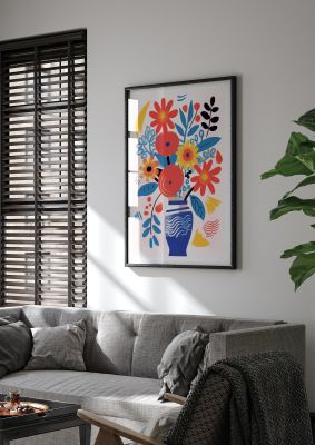 Vase with 11 Colorful Flowers