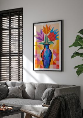 16 Flowers in Vibrant Color Vase