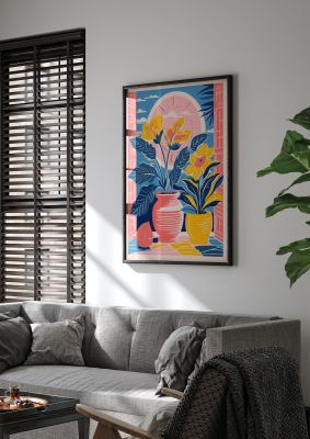 Vase with 29 Bold Shapes and Flowers