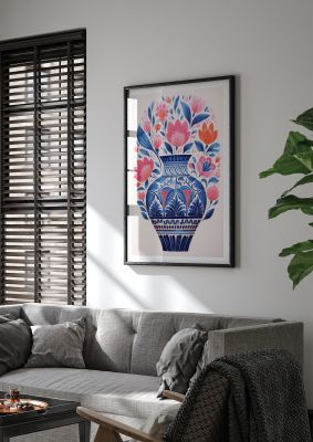 Colorful Vase with Vibrant Bold Flowers