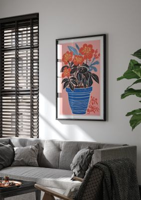 Vibrant Vase with Bold Shapes and Flowers