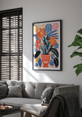 Bold Vase with Lively Hues and Vivid Blossoms