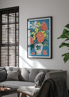 Vase with Vibrant Flowers and Bold Shapes