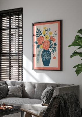 Lively Vase with Radiant Hues and Vivid Blooms