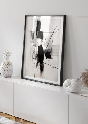Dynamic Charcoal Composition in Black and White