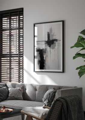 Minimal Oil Painting with Moody Black and White