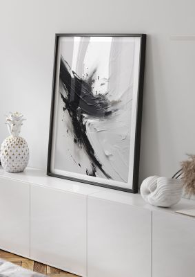 Enigmatic Monochrome Oil with Tumultuous Brushwork