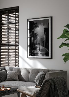 Nocturnal Shades in Black and White Impressionist Style