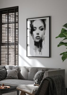 Monochromatic Portrait with Simplified Lines