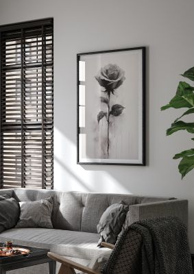 Textured Black and White Rose Impression