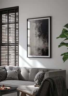 Encaustic Abstract with Depth in Black and White