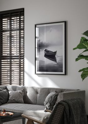 Solitary Boat on Serene Lake Painting
