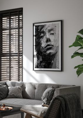 Textured Black and White Abstracted Portrait