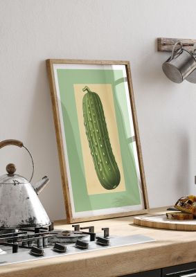 Crisp Textured Green Cucumber Risograph