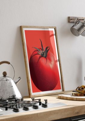 Juicy Textured Red Tomato Risograph