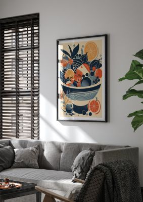 Contemporary Fruit Bowl Risograph