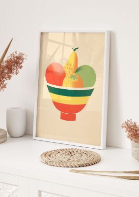Minimalist Fruit Bowl Risograph Print