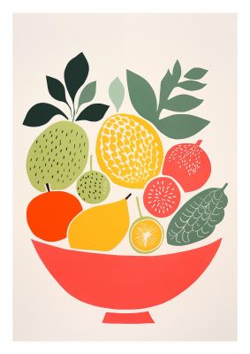 Fruit Bowl Silhouettes Minimalist Riso