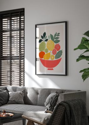 Fruit Bowl Silhouettes Minimalist Riso