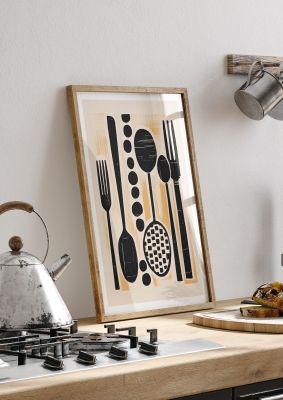 Kitchen Trio Geometric Risograph Print