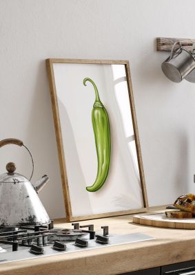 Sleek Green Chili Minimalistic Art
