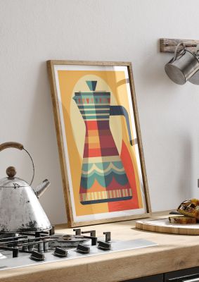 Vintage Moka Pot Design Risograph