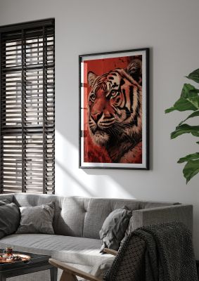 Tigers Intense Stare on Red