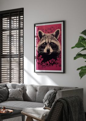 Raccoons Intense Eyes BW Art