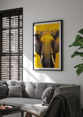Gentle Giant Elephant on Yellow
