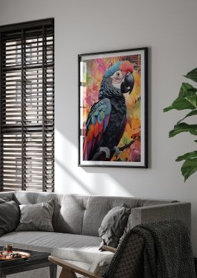 Colorful Parrot with Rainforest Backdrop