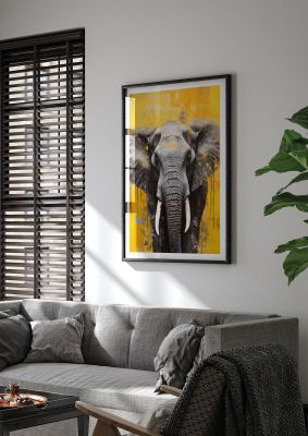 Textured Elephant Wisdom on Yellow
