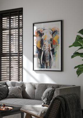 Elephant Contour Black and White