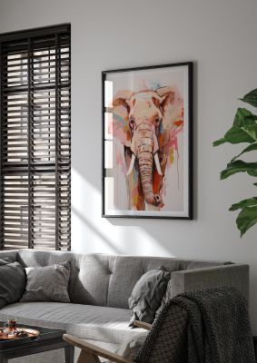 Elephants Stark Contour on White