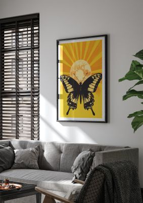 Monochrome Butterfly on Yellow
