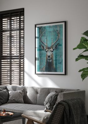 Deers Elegance on Vibrant Teal