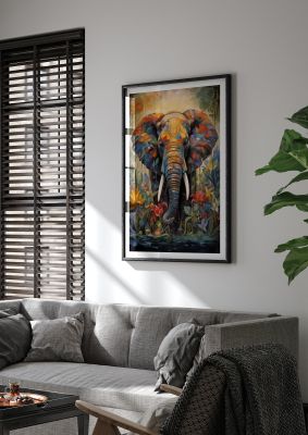 Elephant Wisdom in Lush Green and Blue