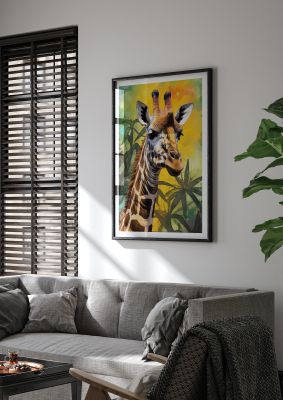 Giraffes Vibrant Patterns in Neon