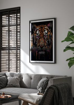Vibrant Neon Tiger with Dazzling Paint Drops