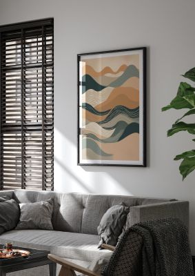 Earth-Tone Boho Waves in Risograph Style