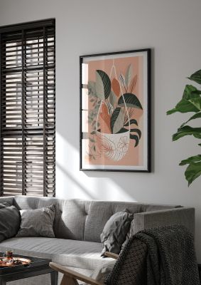 Serene Boho Planter Neutral Riso Illustration