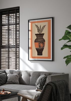 Boho Vase Outline Bold Lines Grainy Finish