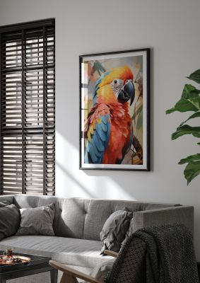 Vivid Scarlet Macaw Parrot Portrait - Exotic Bird Wall Art