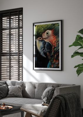 Intense Close-up of Parrot Beak and Feathers - Wildlife Art