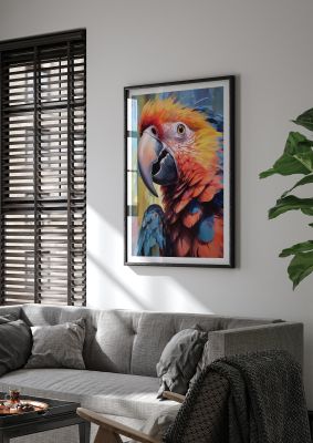 Colourful Parrot Portrait with Brushstroke Style - Modern Art
