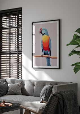 Minimalist Parrot Artwork in Pastel Colours - Modern Wall Art