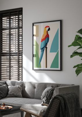 Abstract Geometric Parrot Art with Bold Colours - Modern Decor