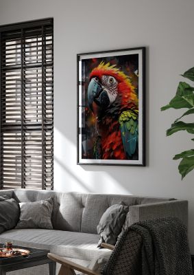 Dynamic Parrot Portrait with Dark Background - Striking Art